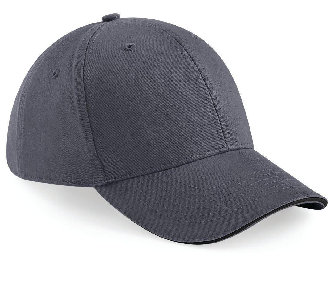 Sandwich Baseball Cap 6 Panel Beechfield® Graphite Grey/Black