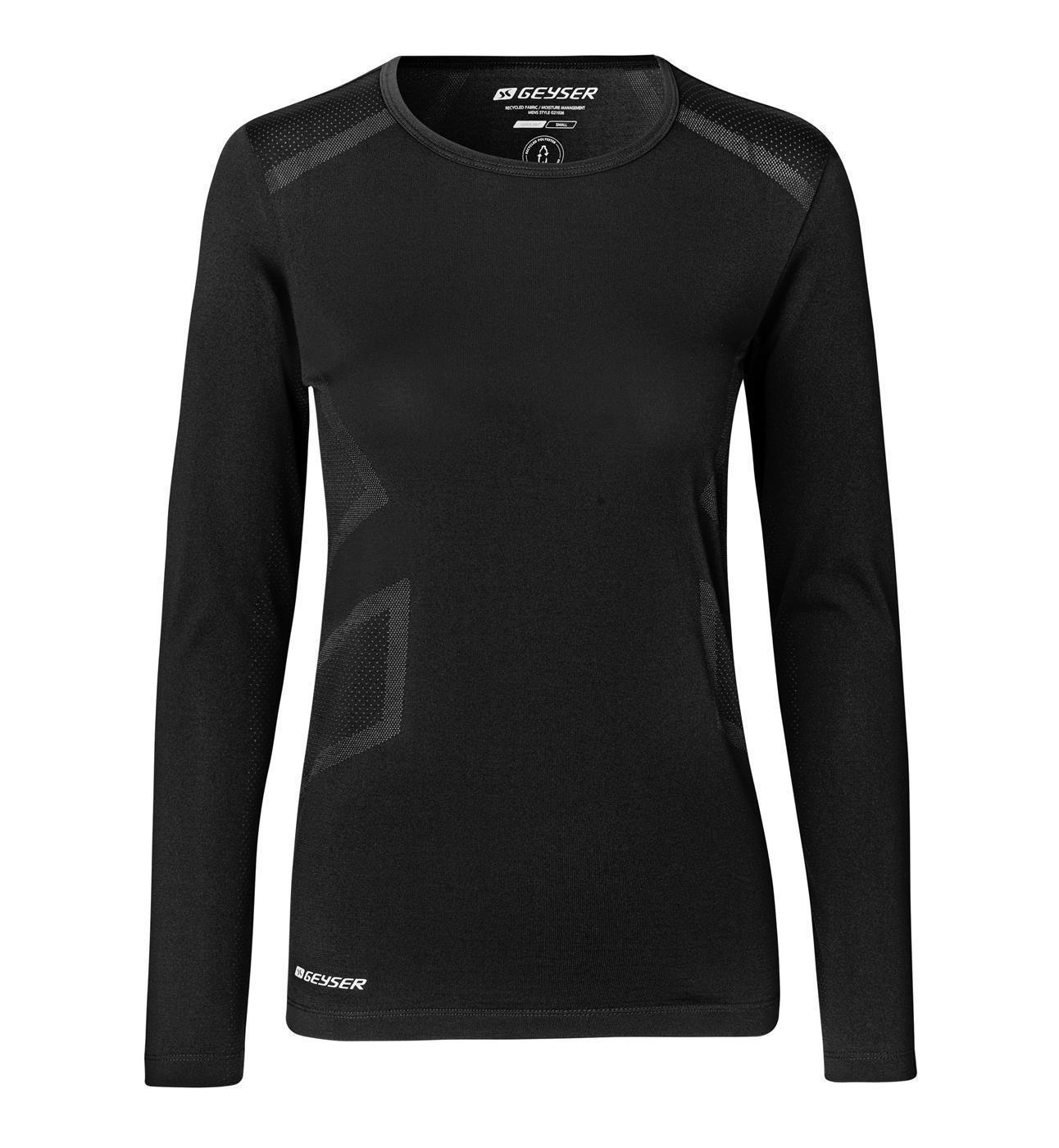 Damen Performance Langarm T-Shirt Seamless Geyser® by ID Identity® Schwarz M