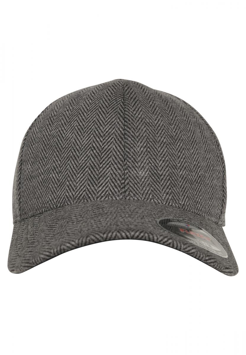 Baseball-Cap Heringbone Melange FLEXFIT® L/XL Black / Heather Grey