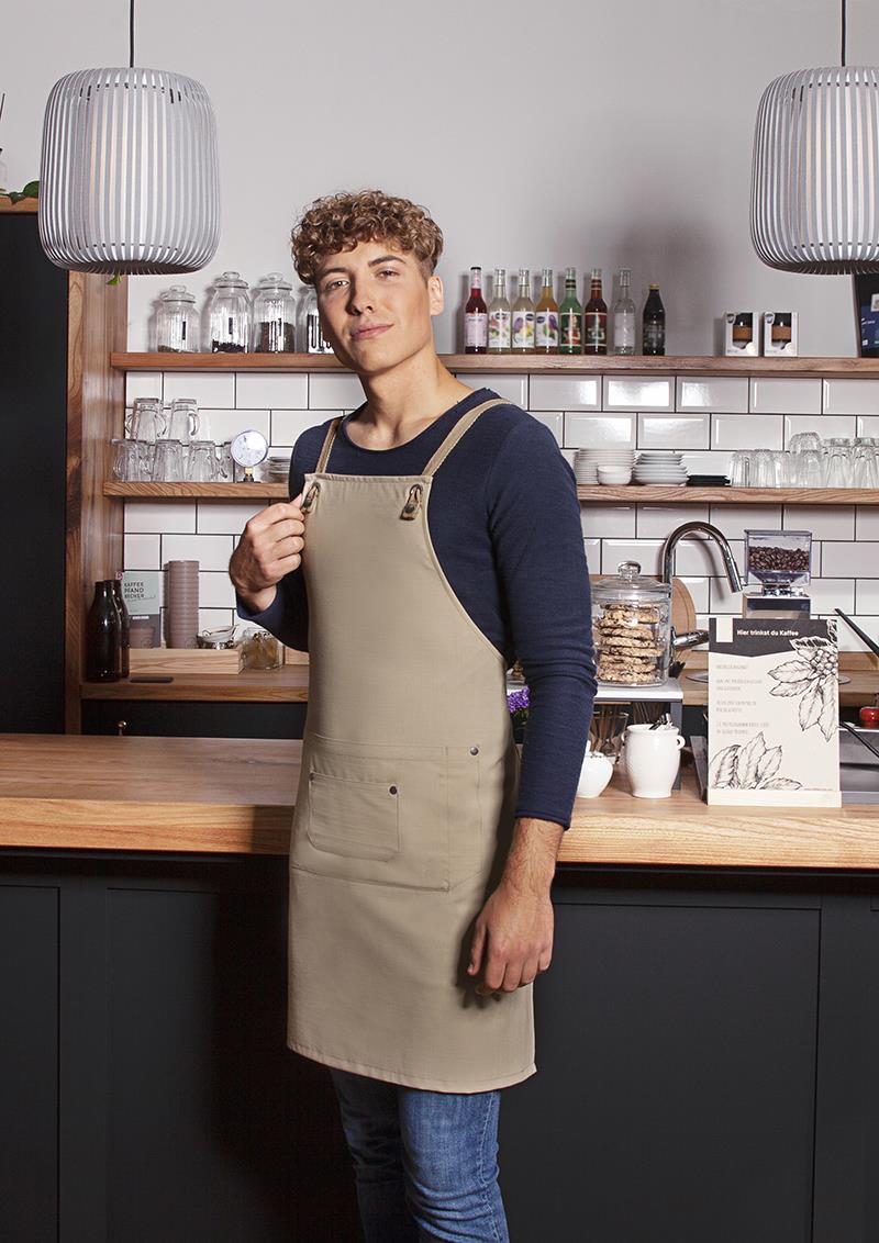 Bib apron URBAN-NATURE with cross straps 85 x 70 cm Karlowsky® pebble gray