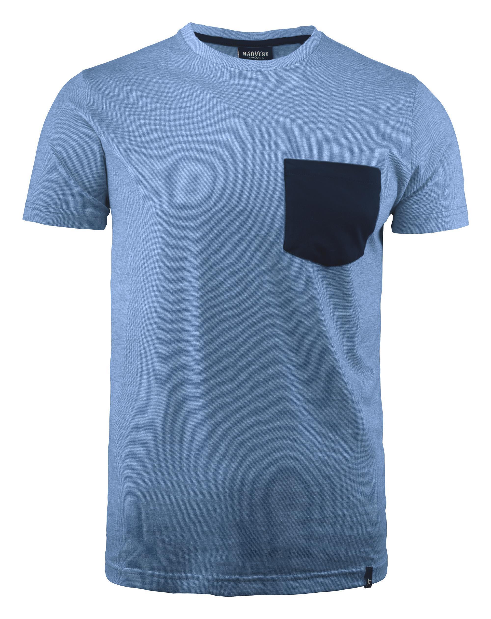 T-Shirt mit Brusttasche Portwillow 160 g/m² James Harvest® Hellblau meliert XS