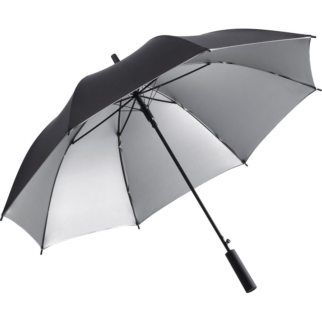 Automatic Stick Umbrella Doubleface print incl. Logo Fare® Black/Silver