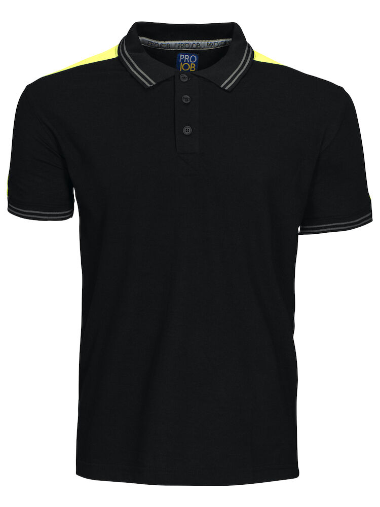 Unisex Hi-Vis-Workwear Poloshirt Reflectiv Projob® Schwarz-Gelb XXL