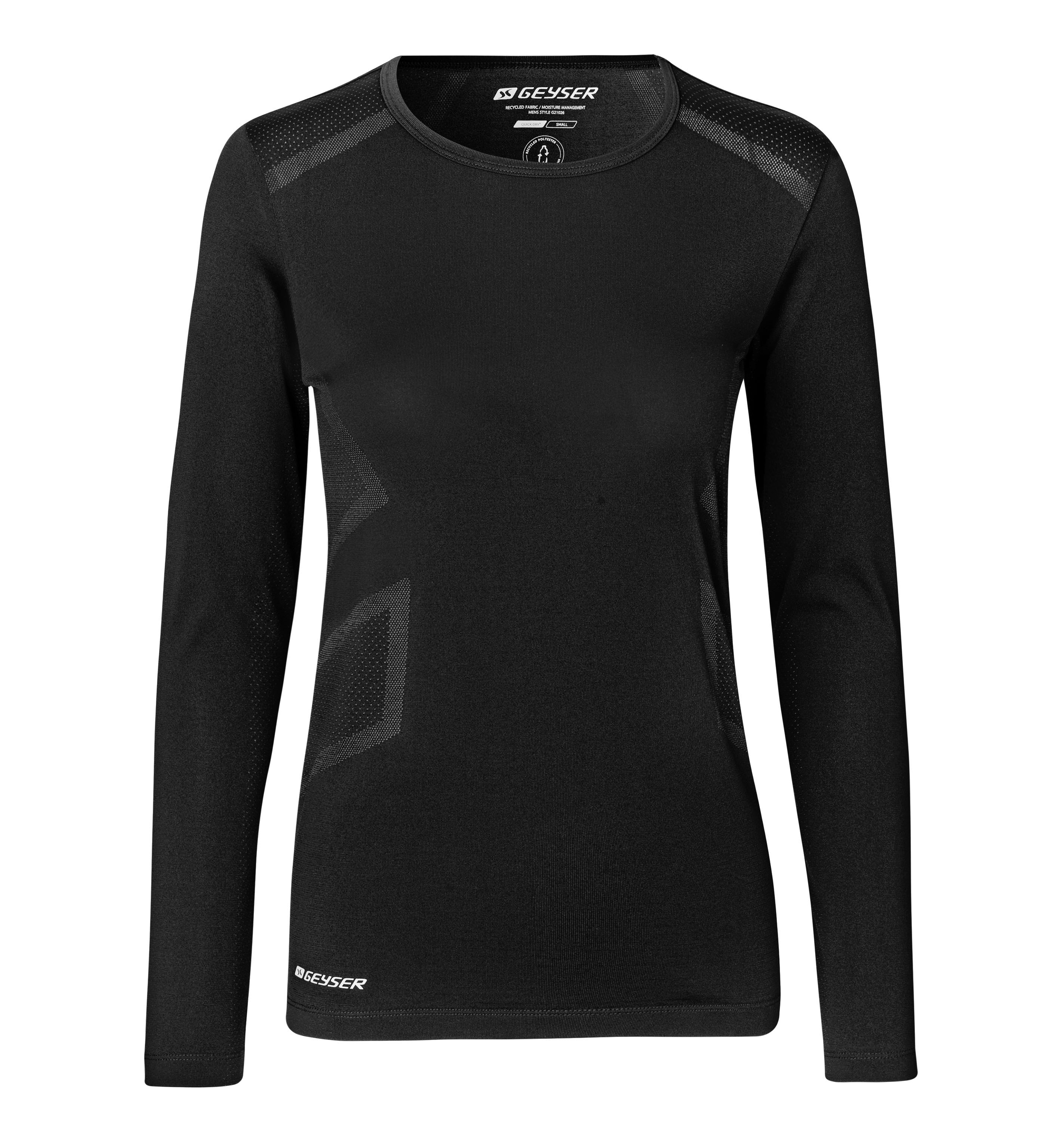 Damen Performance Langarm T-Shirt Seamless Geyser® by ID Identity® Schwarz 3XL