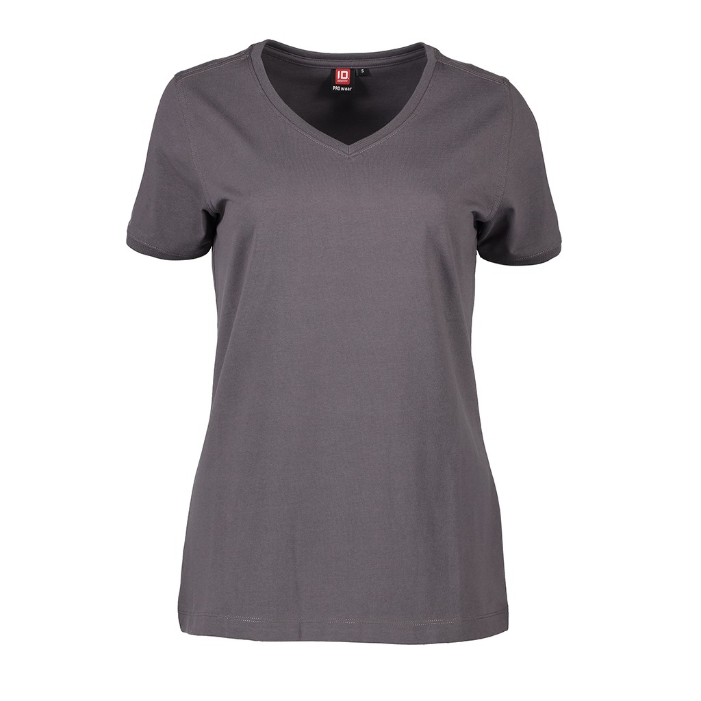 PRO Wear Damen Workwear-T-Shirt V-Kragen 220 g/m² ID Identity® Silber M