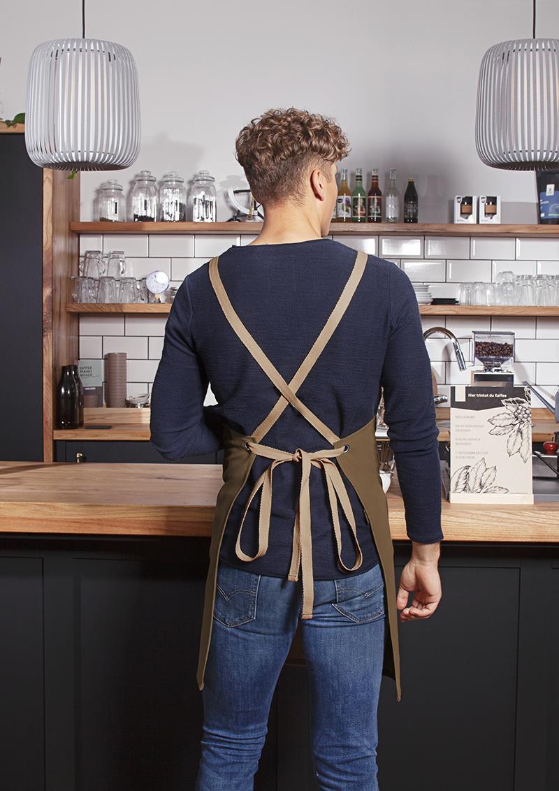 Bib apron URBAN-NATURE with cross ribbons 85 x 70 cm Karlowsky® Cinnamon