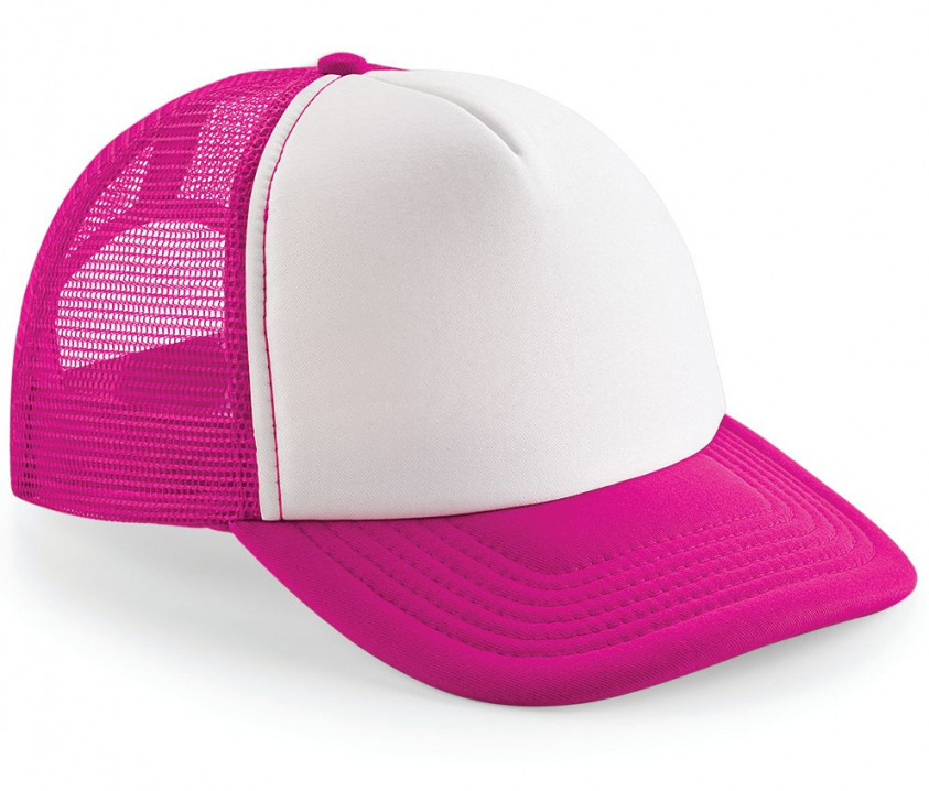 Vintage Snapback Trucker 5 Panel Cap Beechfield® Fuchsia/White