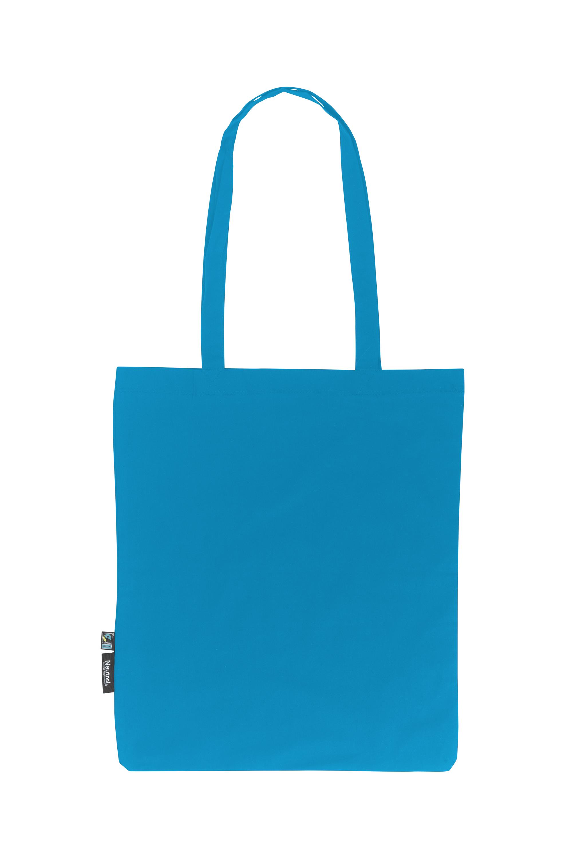 Organic Fairtrade cotton bag long handles 38 x 42 cm Neutral® Sapphire