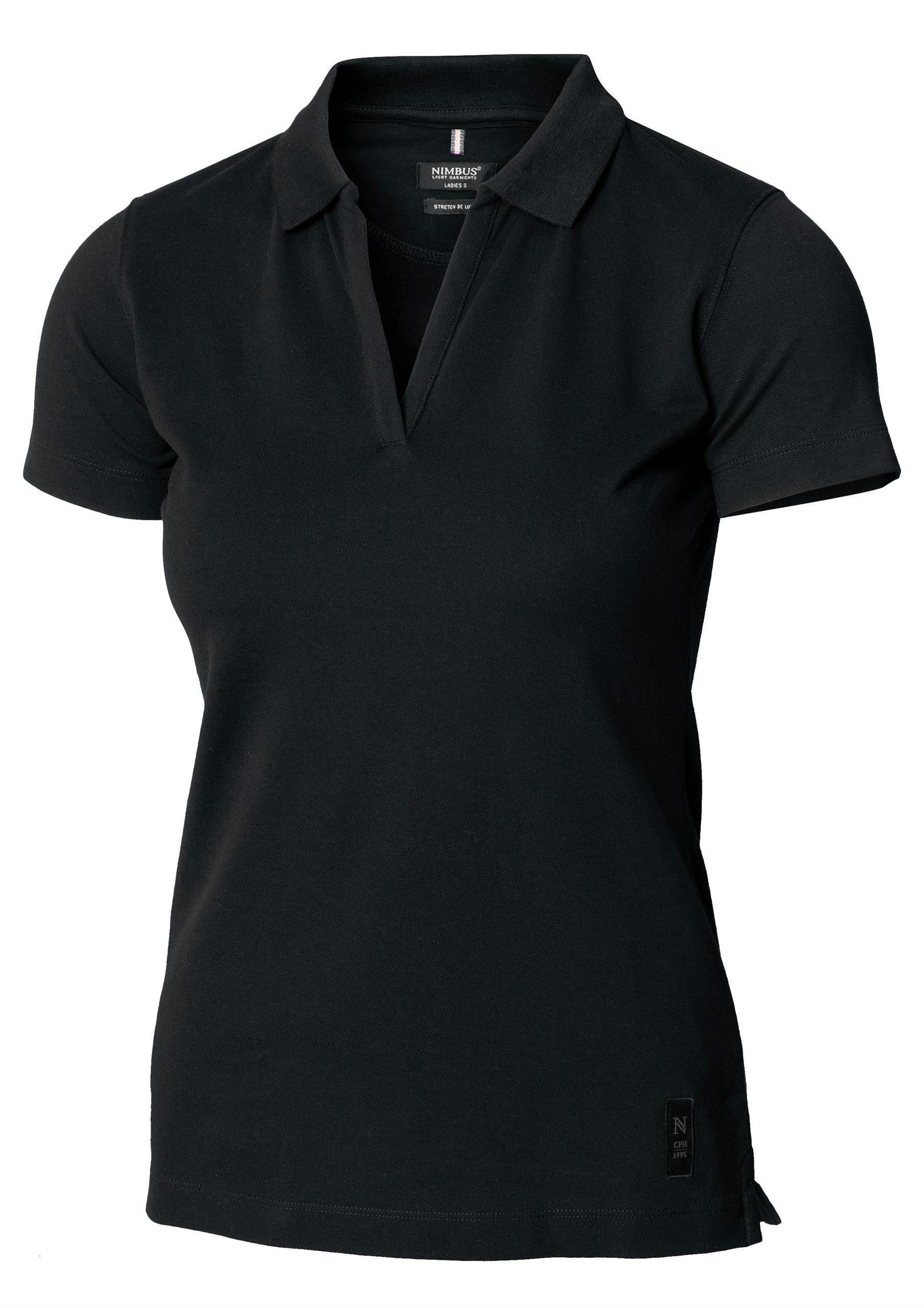 Damen V-Neck Bio-Baumwoll-Poloshirt Harvard 230 g/m² Nimbus® Black XS