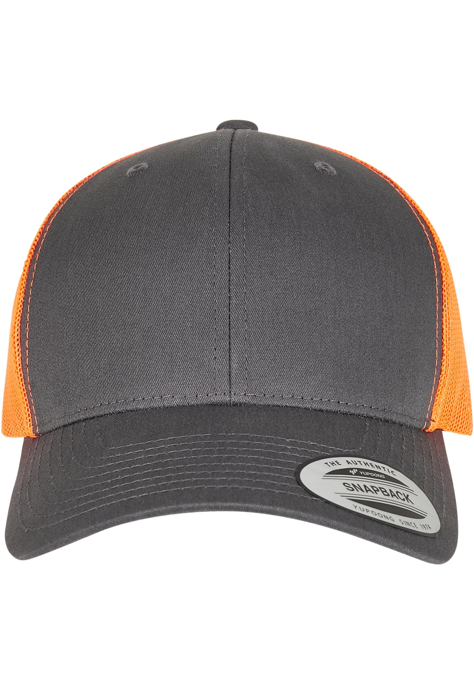 Retro Trucker Cap zweifarbig FLEXFIT® charcoal/neon orange