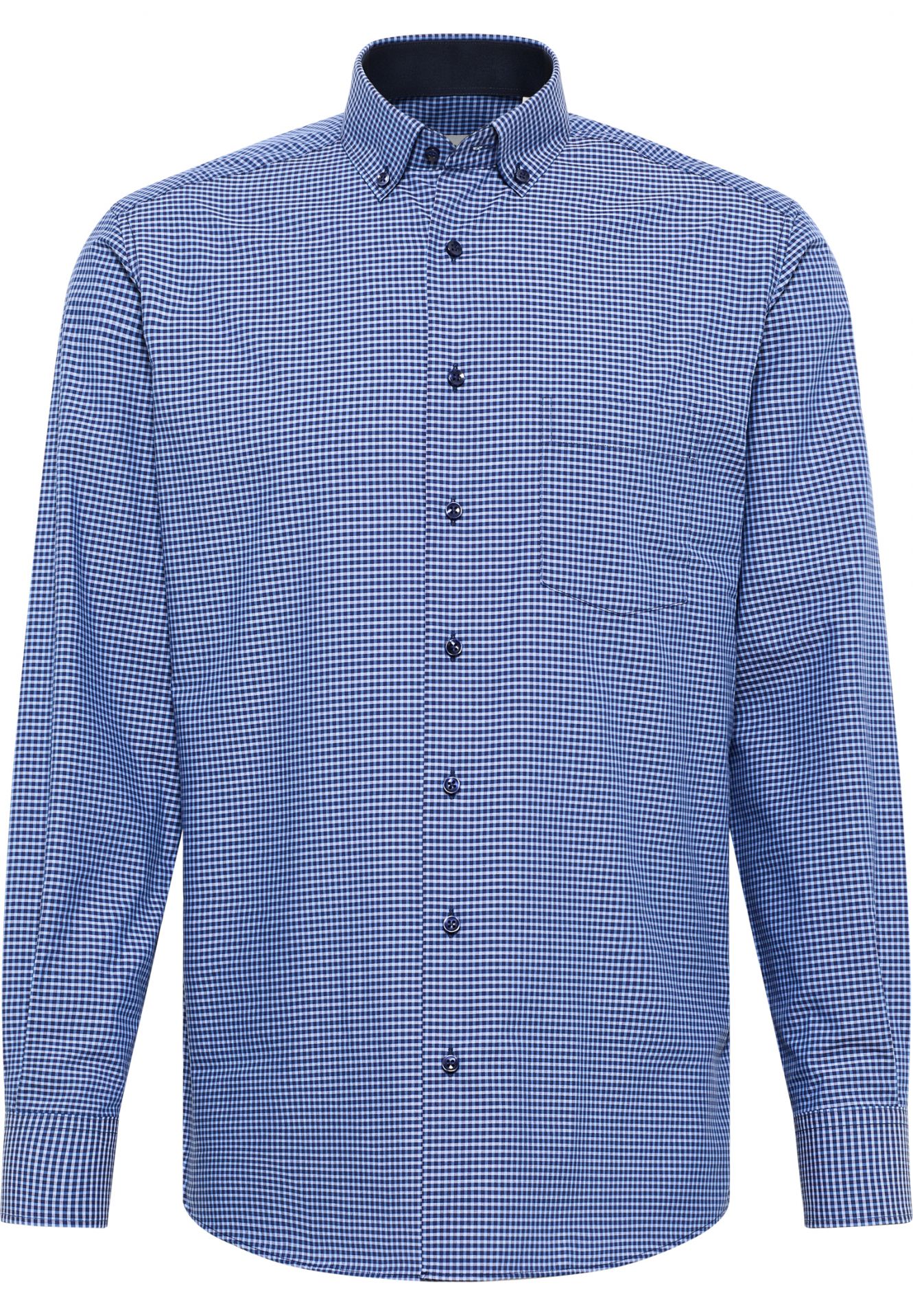Performance Shirt Modern Fit Eterna® Blau/Navy 65 cm Classic Button-Down-Kragen 1 Brusttasche 45